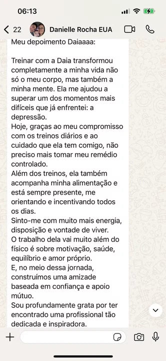 Mensagem recebida de aluna