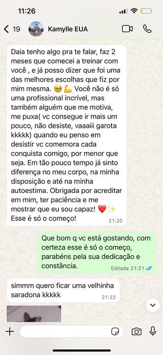 Mensagem recebida de aluna